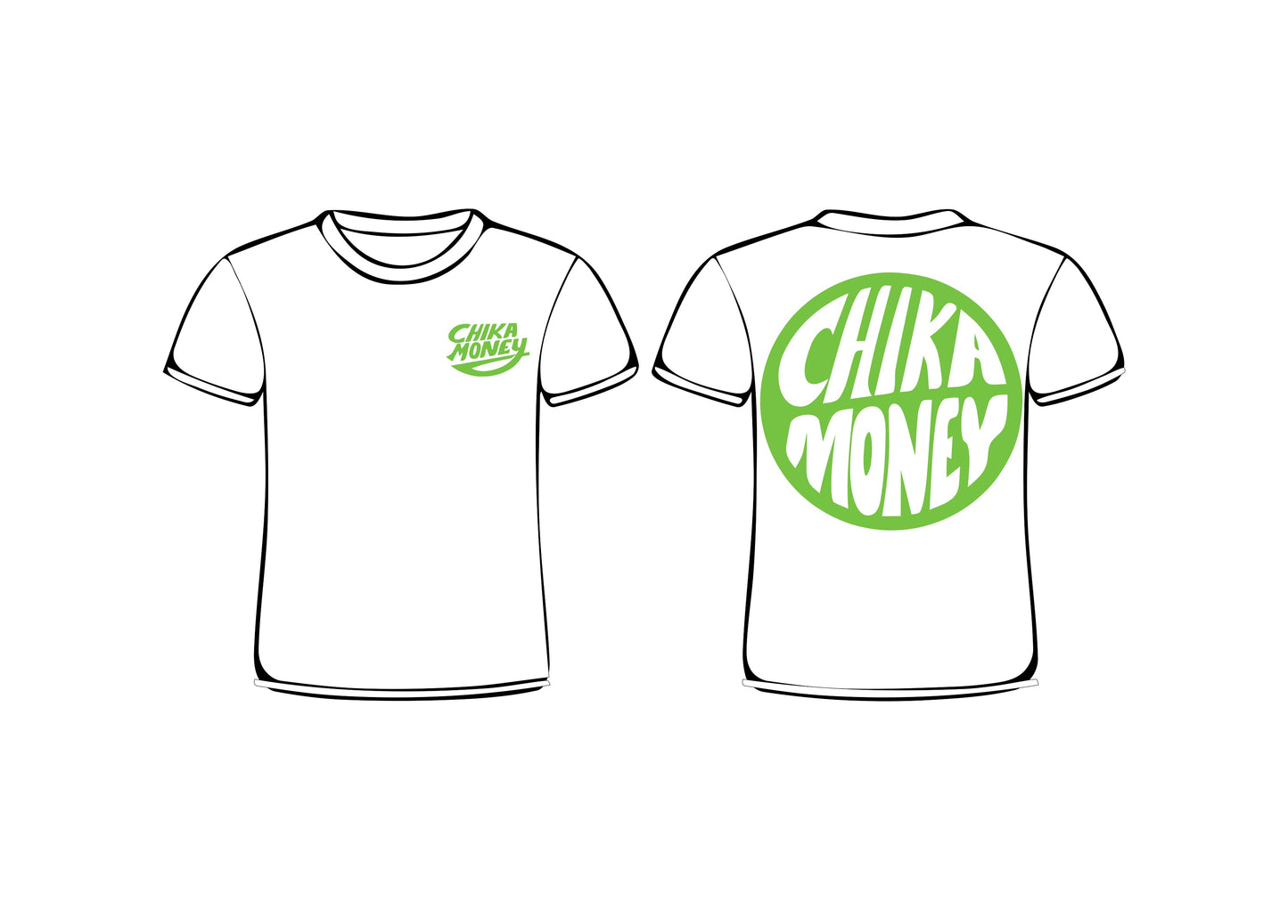 WHITE T-SHIRT GREEN DESIGN