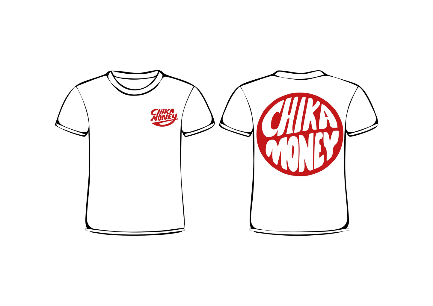 WHITE T-SHIRT RED DESIGN